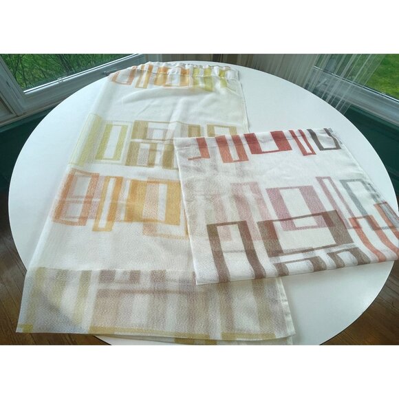 Vintage 70s curtain, geometric orange brown, pleated or rod pocket, for 1 panel - Picture 10 of 10